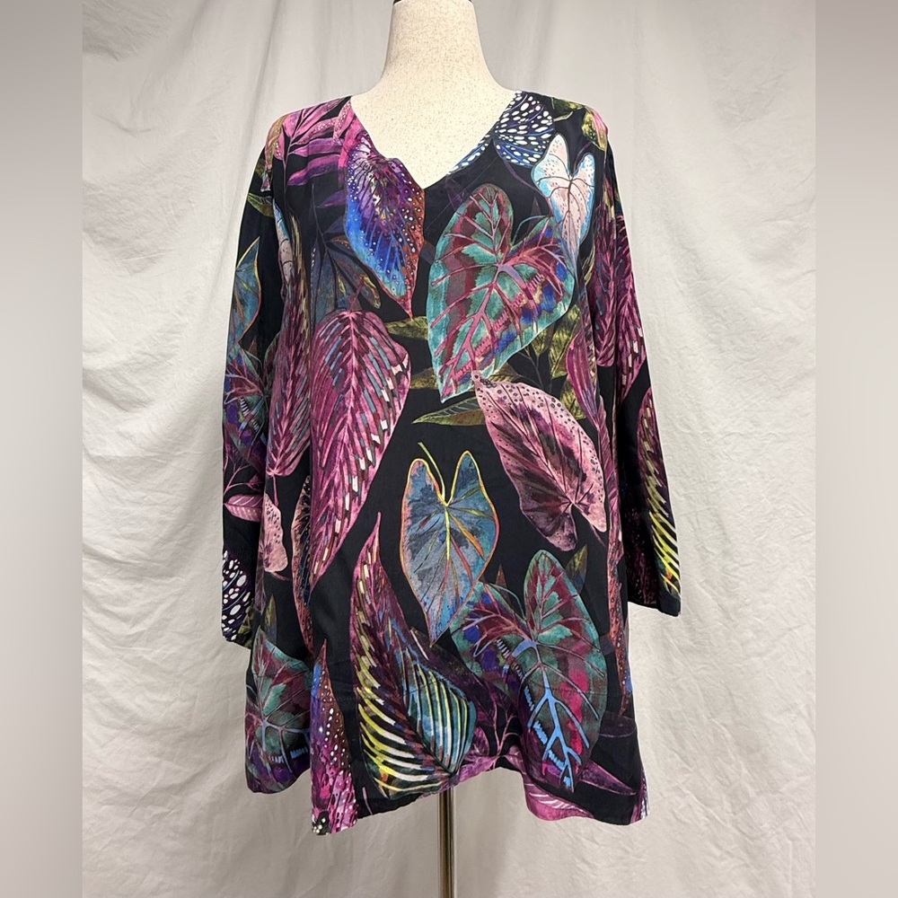 Ulla Popken Watercolor Leaf Print Tunic